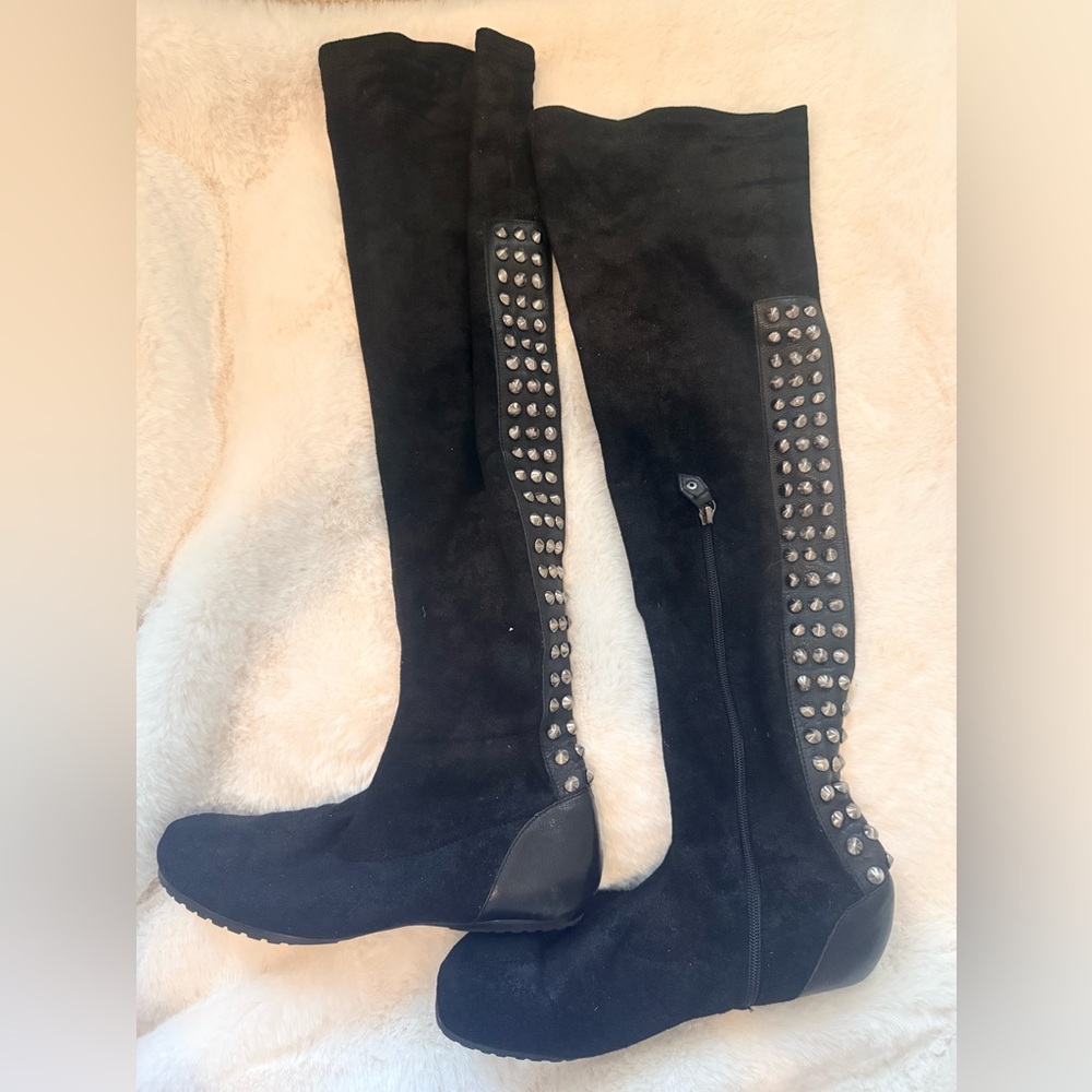 Donald J Pliner Studded Black Knee-High Boots